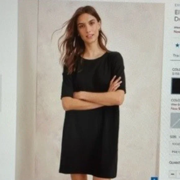 Eileen Fisher | Dresses | Eileen Fisher Organic Cotton Jersey Roundneck  Dress Black | Poshmark